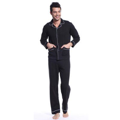 Classic Terry Cloth Black Men's Pajama Set