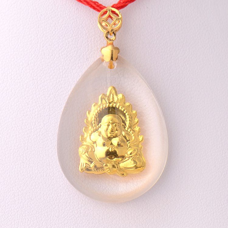 Crystal crystal new Maitreya Buddha Pendant inlaid with gold