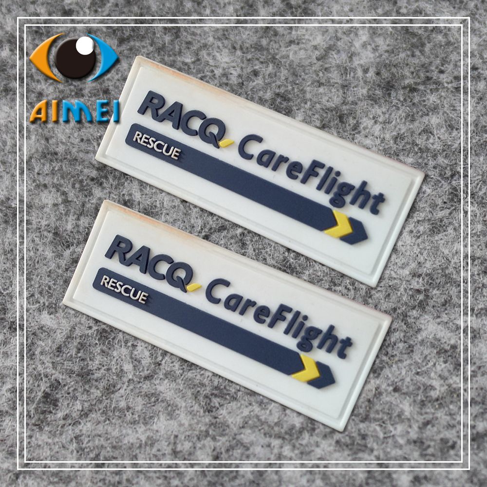 customized Colorful Rubber Badges with Adhesive Fastener Tape 3D logo PVC rubber clothing labels with loop and hook for bags