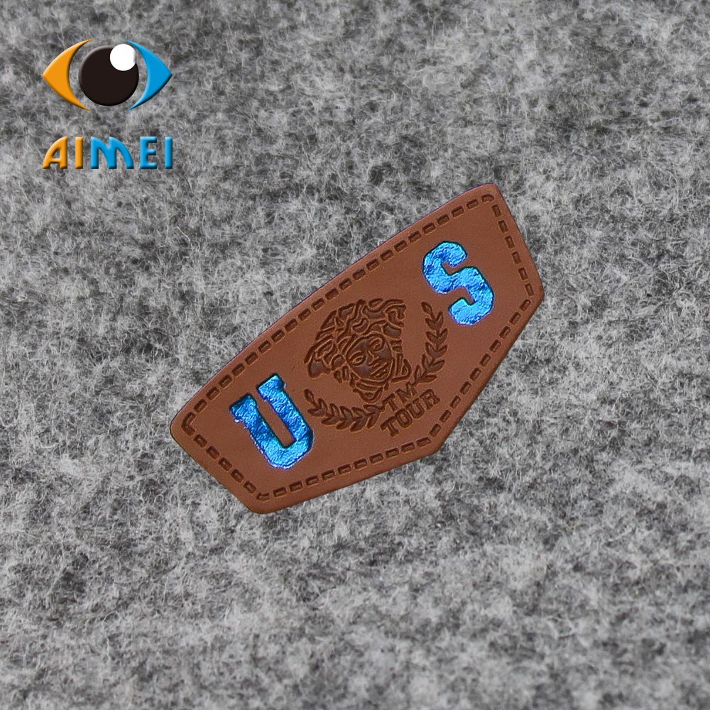 Garment accessories leather brand patch clothes pants English digital printing HBAKZ white yellow rectangle