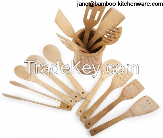 Bamboo Wood Kitchen utensil holder 6 Piece Set