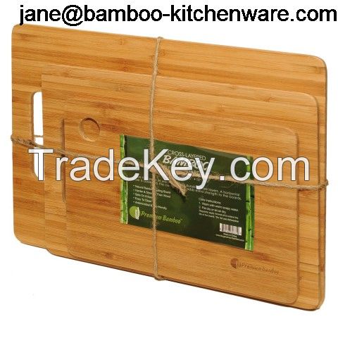 Three Cross-Layer Bamboo Cutting Board Set - 3 Cross Bamboo Layers