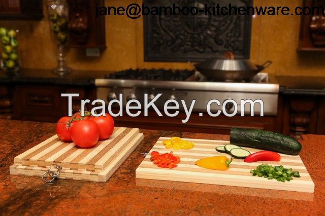 Juvo Bamboo Cutting Board with ring  Solid 3 layer chopping Set