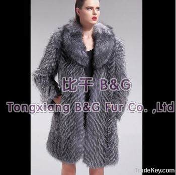 27571A Genuine Silver Fox Fur Coat Women