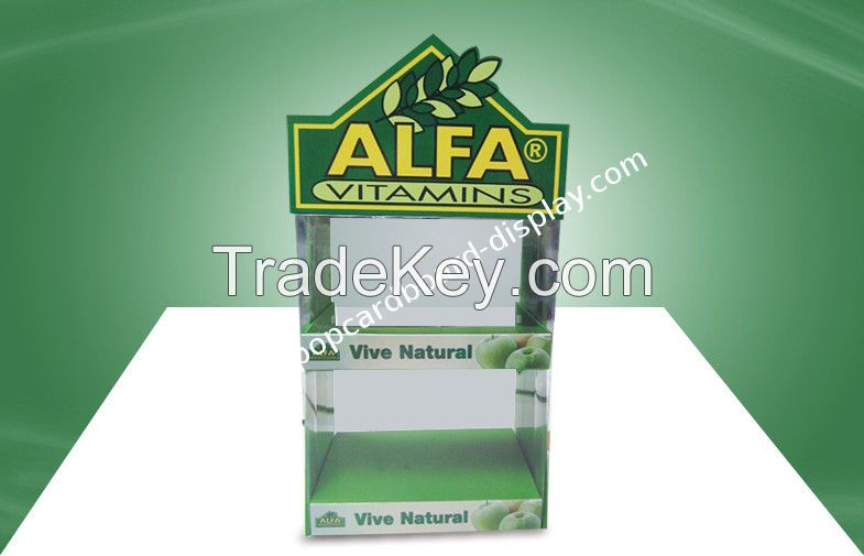 Vitamin display Heathcare Products Green Cardboard Countertop Displays Customized