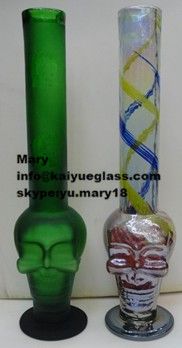 16 inch skull design smoking glass pipe