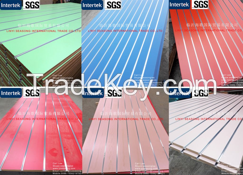 1220*2440mm 15-18mm solid color(red, green, black,blue,white etc) mdf slatwall panel