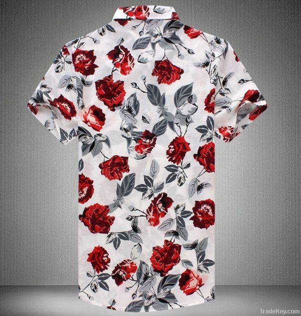 high quality printing hawaiian style design model men shirts/man shirt, mens casual shirt 2014 new style