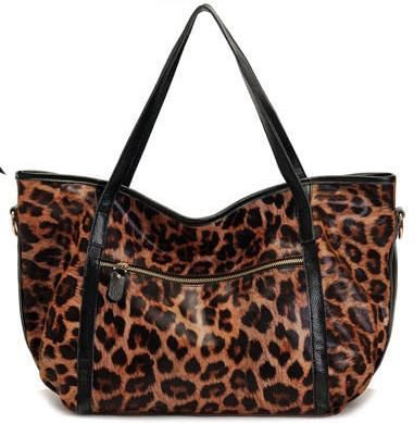 leopard print leather tote bag business bag shoulder bag 