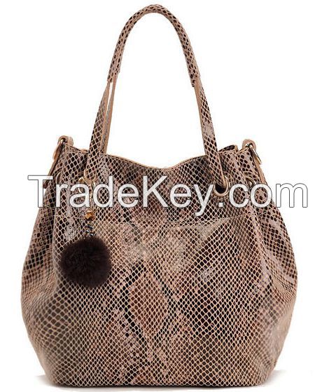 Snake print leather tote bag business bag shoulder bag 