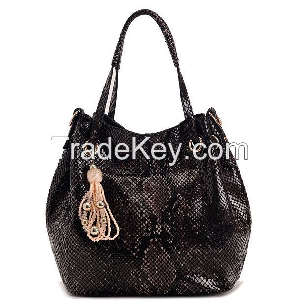 Snake print leather tote bag business bag shoulder bag 