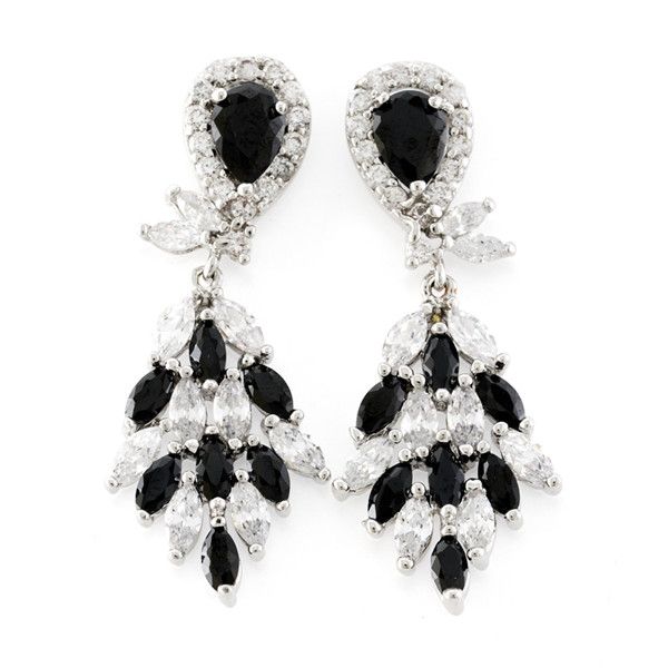 Chandelier Earrings Zircon Brass Rhodium Plating Jewelry