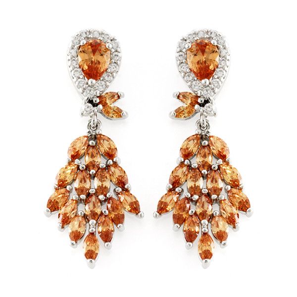Chandelier Earrings Zircon Brass Rhodium Plating Jewelry