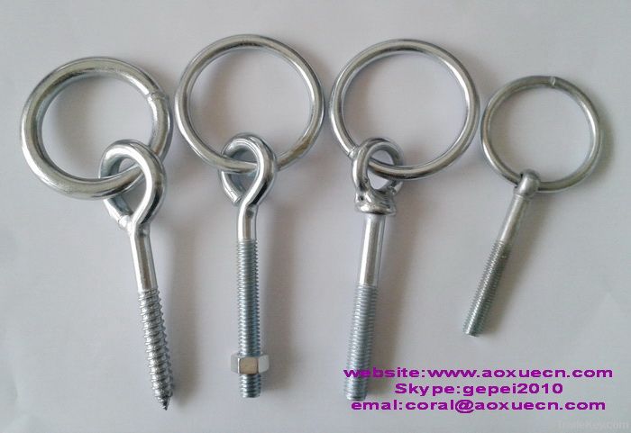 Galvanized fastener eye bolt and nut, eye and hook screws