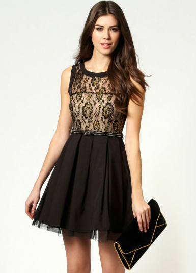 Fashion lace tulle dress A line mini dress