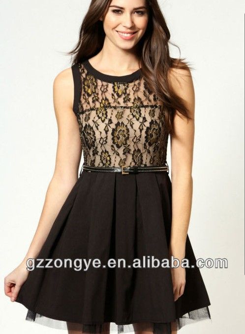 Fashion lace tulle dress A line mini dress