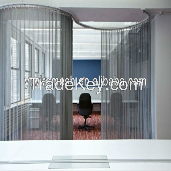 metallic coil drapery/hanging room divider