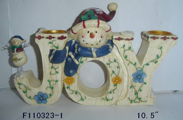 Snowman w/Joy Letter Candle Holder