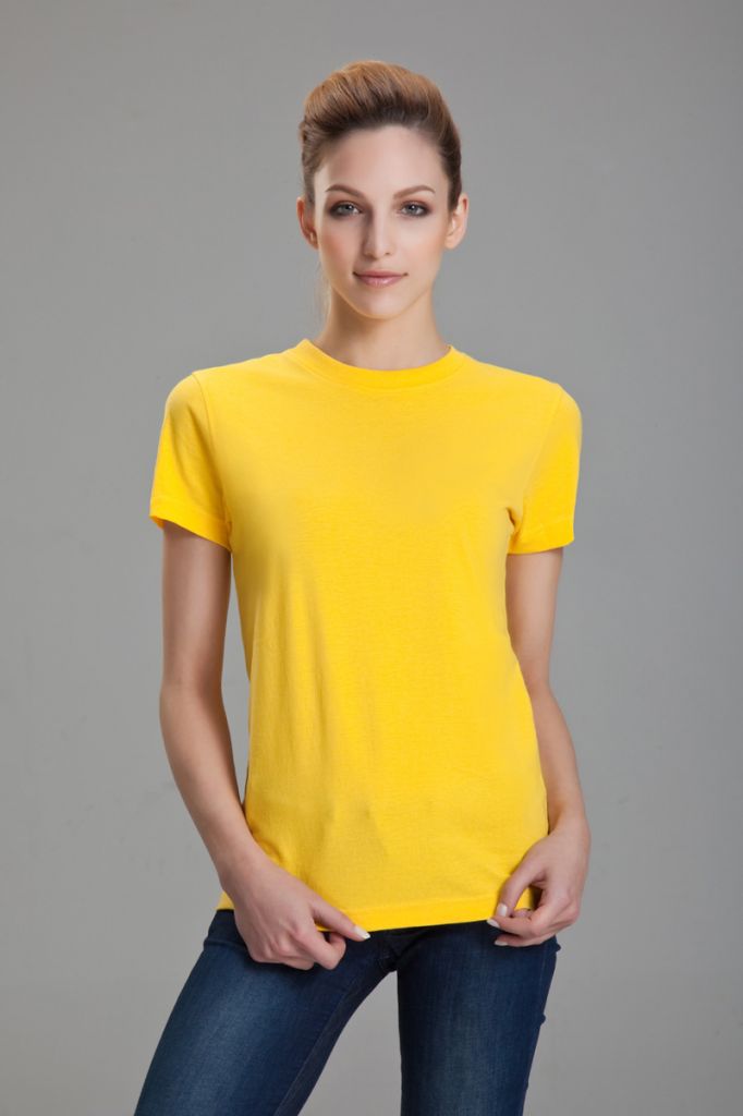  180g 21s Plain 100% Cotton fabric Blank round neck Women T-shirt 