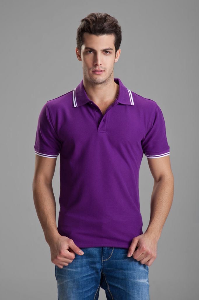 Wholesale Popular 200g 40s Double Jersey CVC Blank Polo Man T Shirt