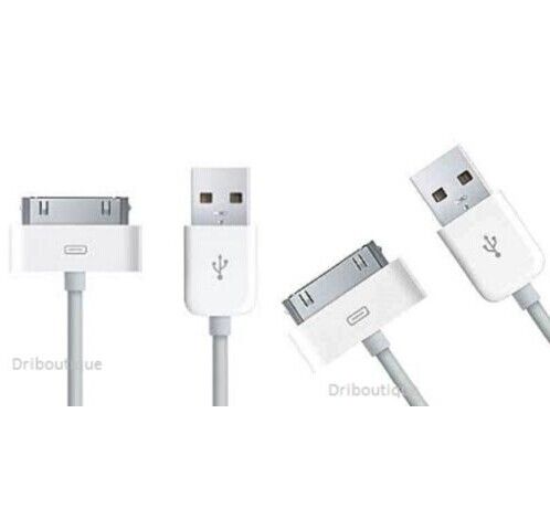 White USB Sync Data Charger Cable For 4S 4 3GS 