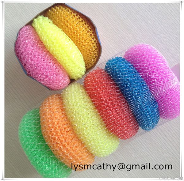 popular plastic mesh scrubber for kitchen cleaning