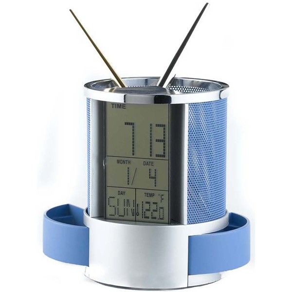 pen holders with alarm clock and calendar