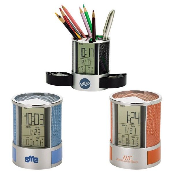 pen holders with alarm clock and calendar