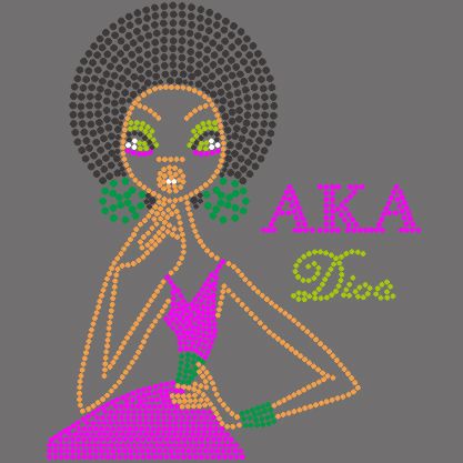 AKA DIva Afro Girl hotfix rhinestone iron on transfer