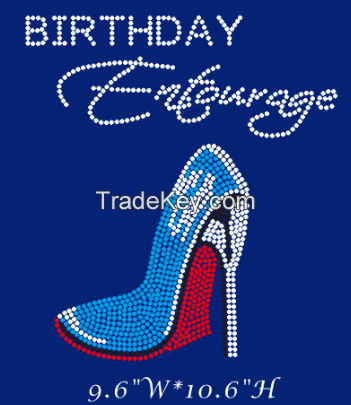 birthday entourage shoe hotfix rhinestone transfer design