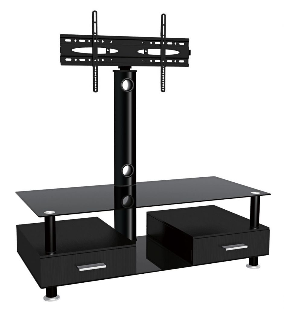 full motion TV stand with tempered glass 