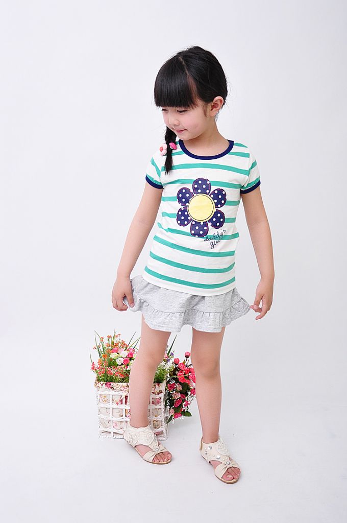 Children summer sets stock wholesale baby girl's Korean style clothing suits