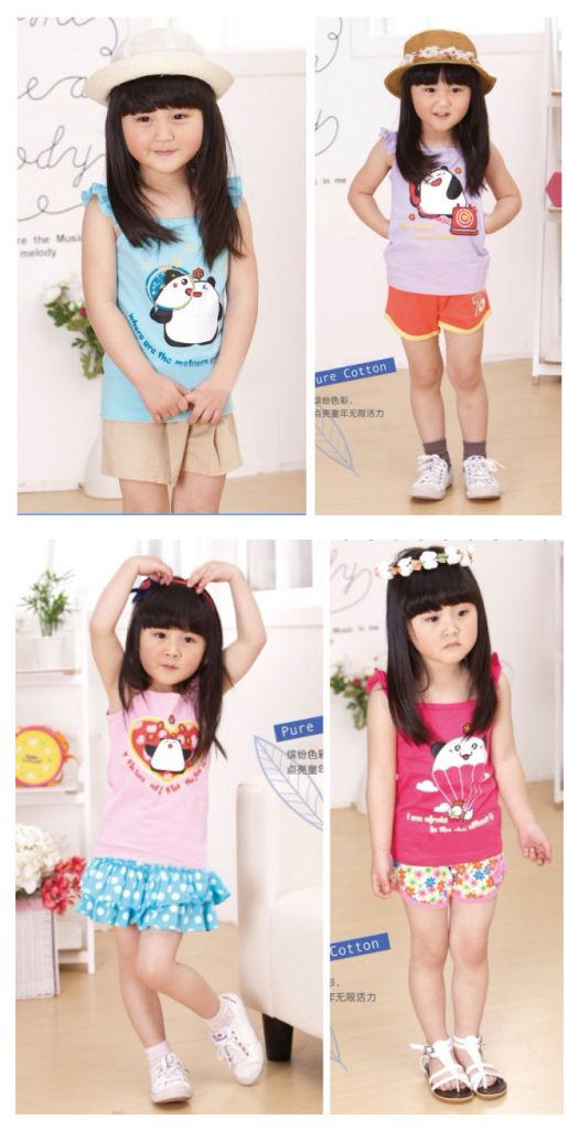 Children girl cotton T-shirts kids tank top