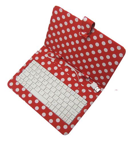 7 inches tablet keyboard with dot design leather case