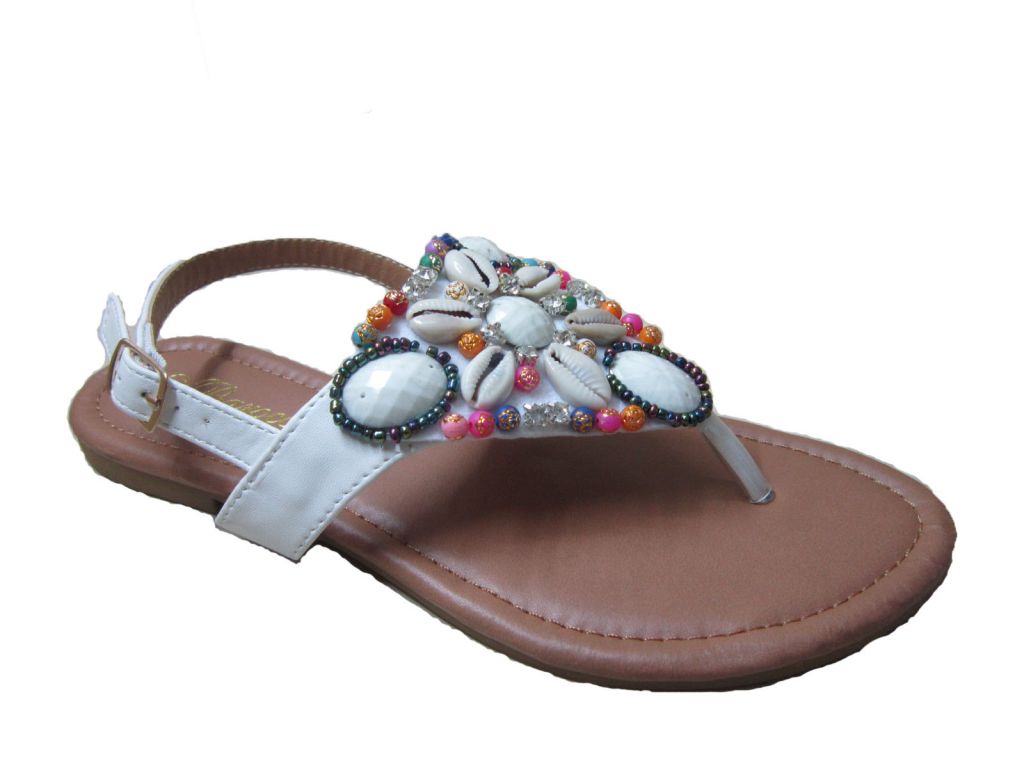 2014 summer new design flip-flop shell decorated flat sandal, girl,lady shoes