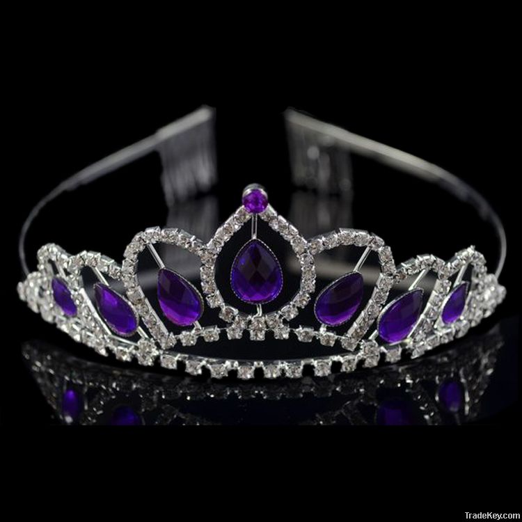 Wedding Bridal Purple Crystal Princess Pageant tiara crown Headband