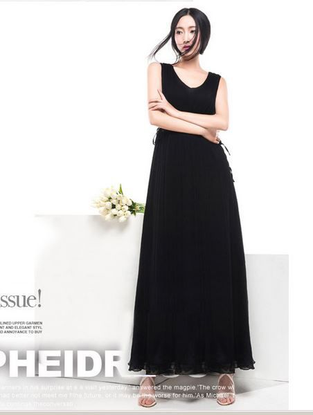 Gopche black chiffon party wear women dress