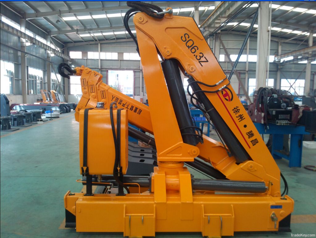 6.3 tons small hydraulic folding boom truck crane