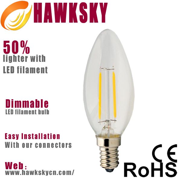 For Coffee Shop 2W Sapphire E14 Led Filament Candle Bulb