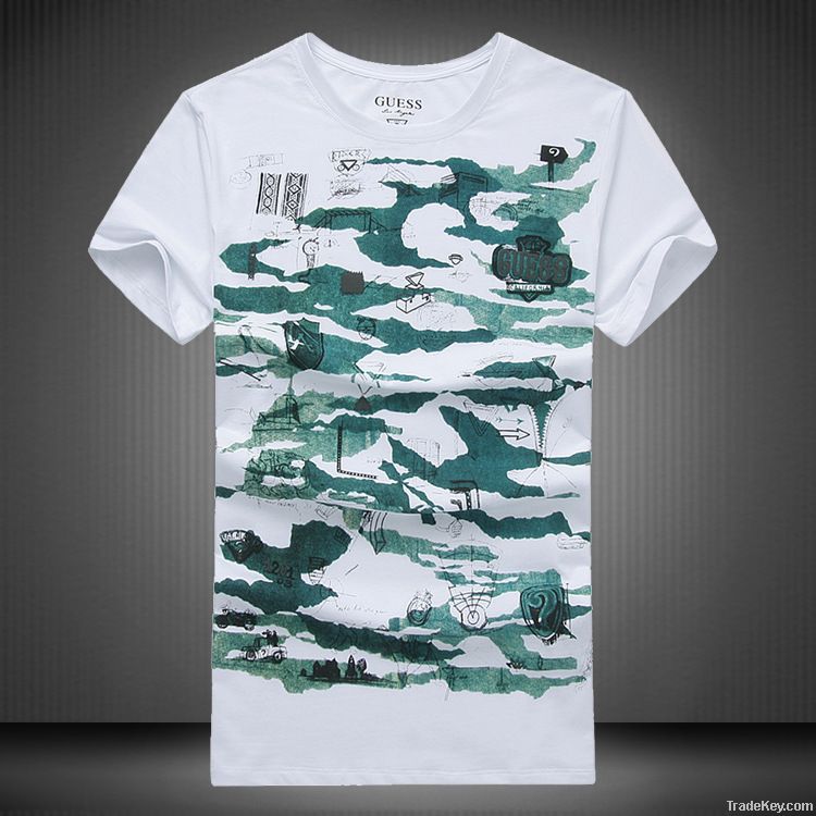 Men's big yards camouflage round collar short sleeve T-shirt in summer