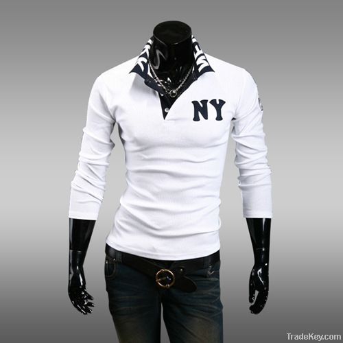 NY embroidered polo shirts British man han edition long sleeve T-shirt