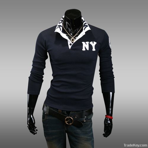 NY embroidered polo shirts British man han edition long sleeve T-shirt