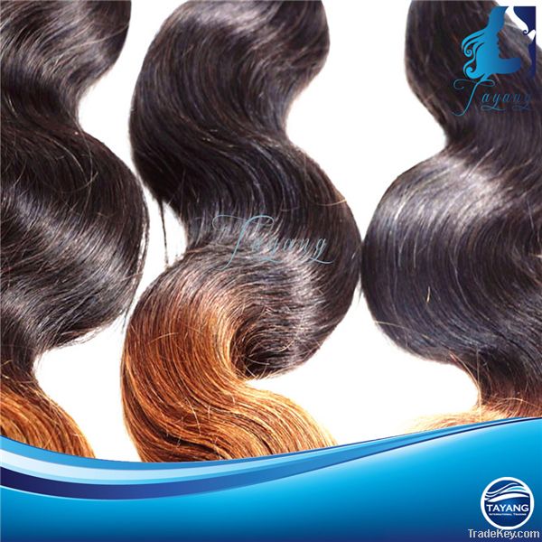 100% factory price two tone color brazilian human hair weaving