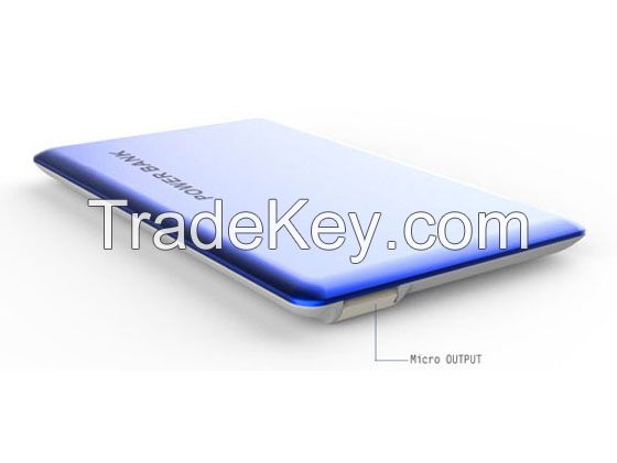 Ultra thin credit card design 1800mAh mobile power bank for samsung/iphone and other smartphones made in China