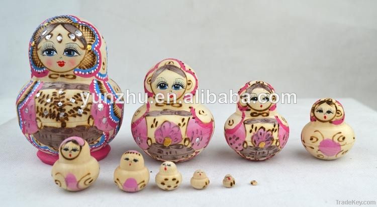 Basswood Gouache Style Russian Nesting Dolls