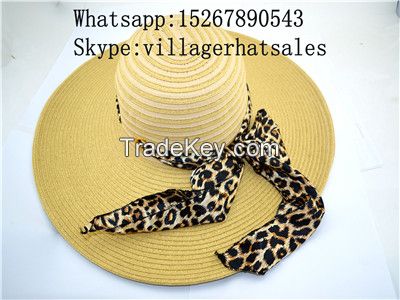 VG-WB001Straw Women's Big Brim made of Paper String handcraft, local wo