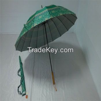 YS-6030Silver Color Fabric with Self-Bag Manual Open Golf Umbrella