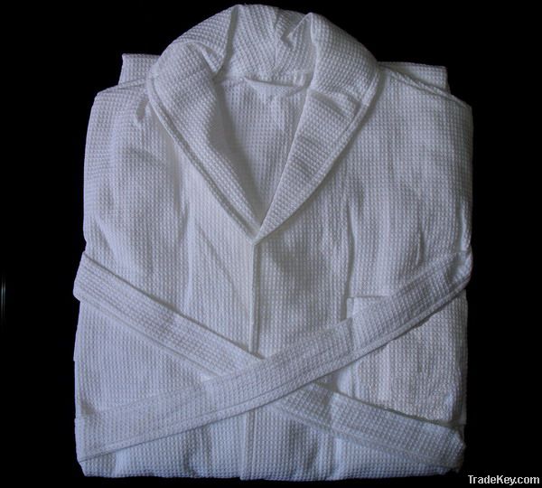 White waffle cotton bathrobe