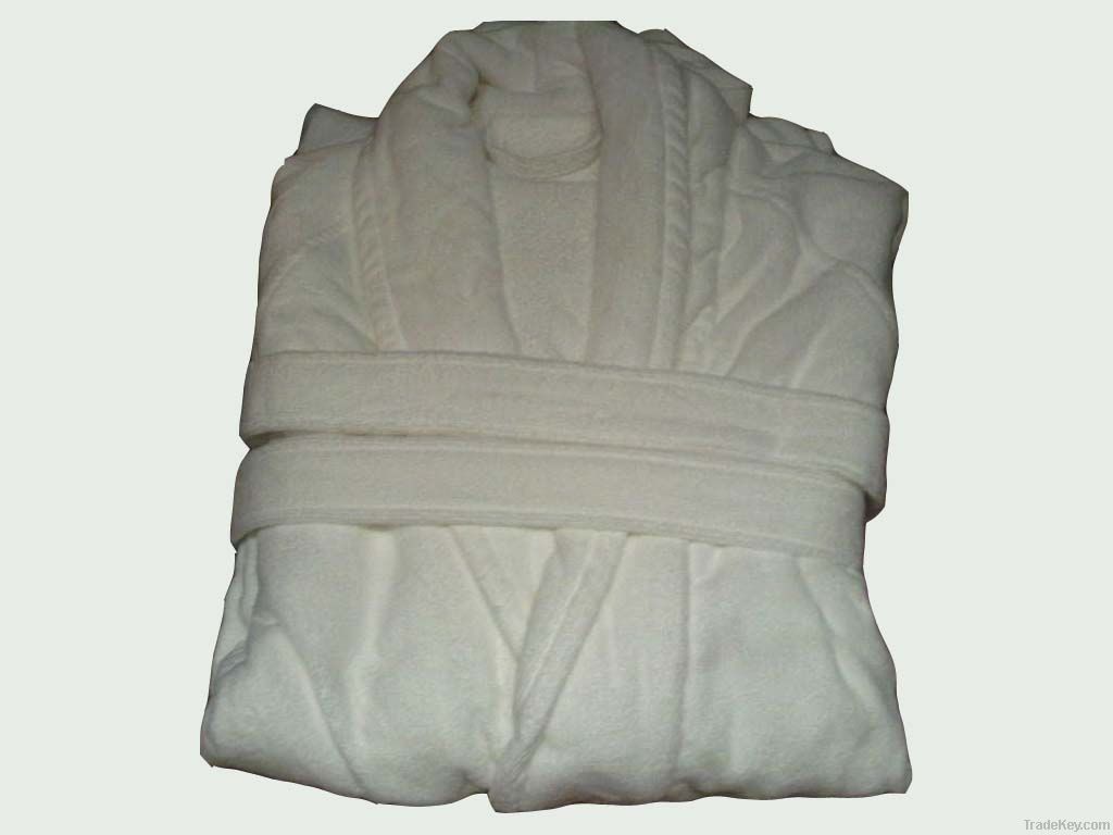 100% Cotton White Hotel Terry Bathrobe