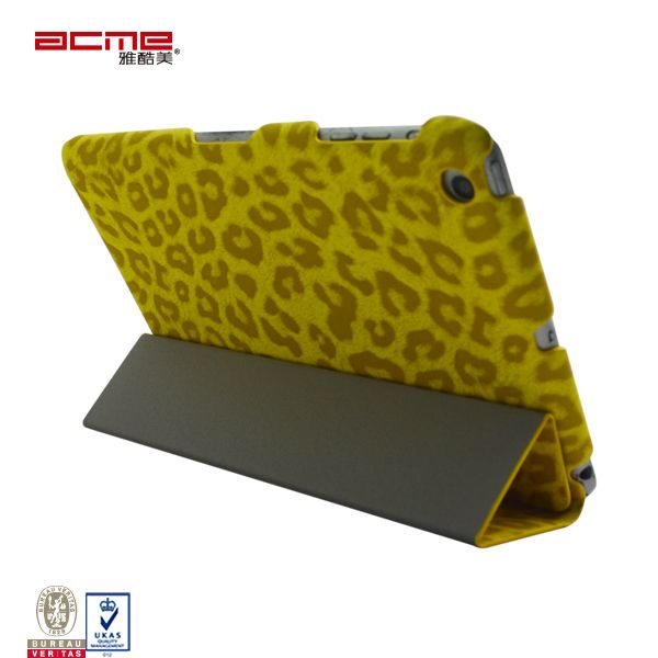Fashion leopard print PU leather flip portfolio case cover for iPad mini 7 inch screen 